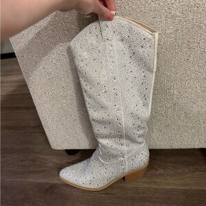 White bedazzled cowboy boots